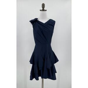 Camilla and Marc Blue Cotton Giralda Ruffle Mini Dress Sleeveless Sz 4